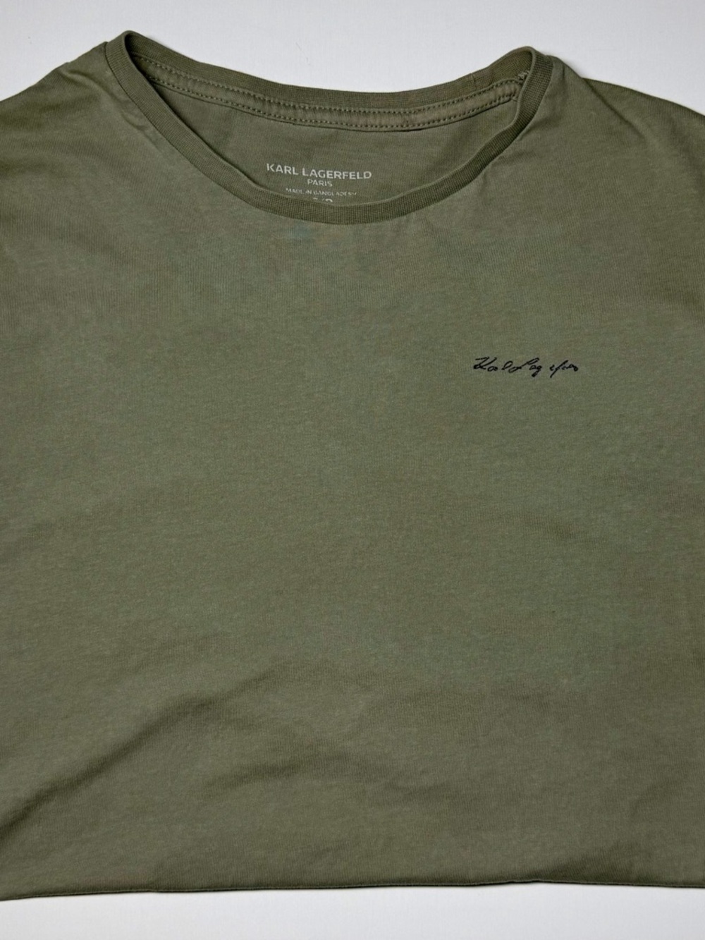 Karl Lagerfeld Paris Gray Script Logo T‑Shirt Men’s Small READ Flaws